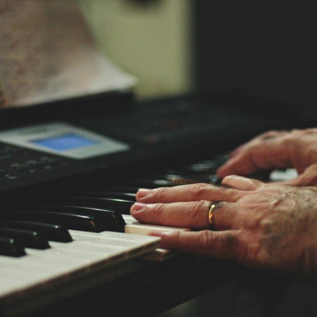 image of someone not too old to learn the piano